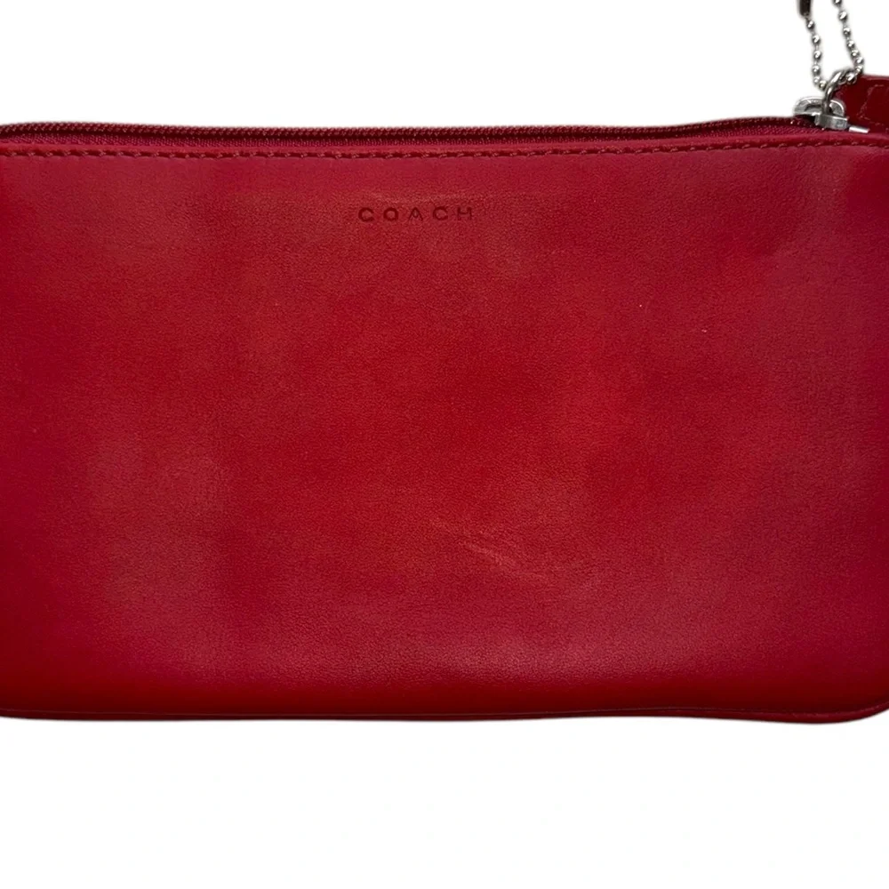 Vintage Red Coach Leather pouch cash wallet cosmetic makeup bag - Picture 8 of 10